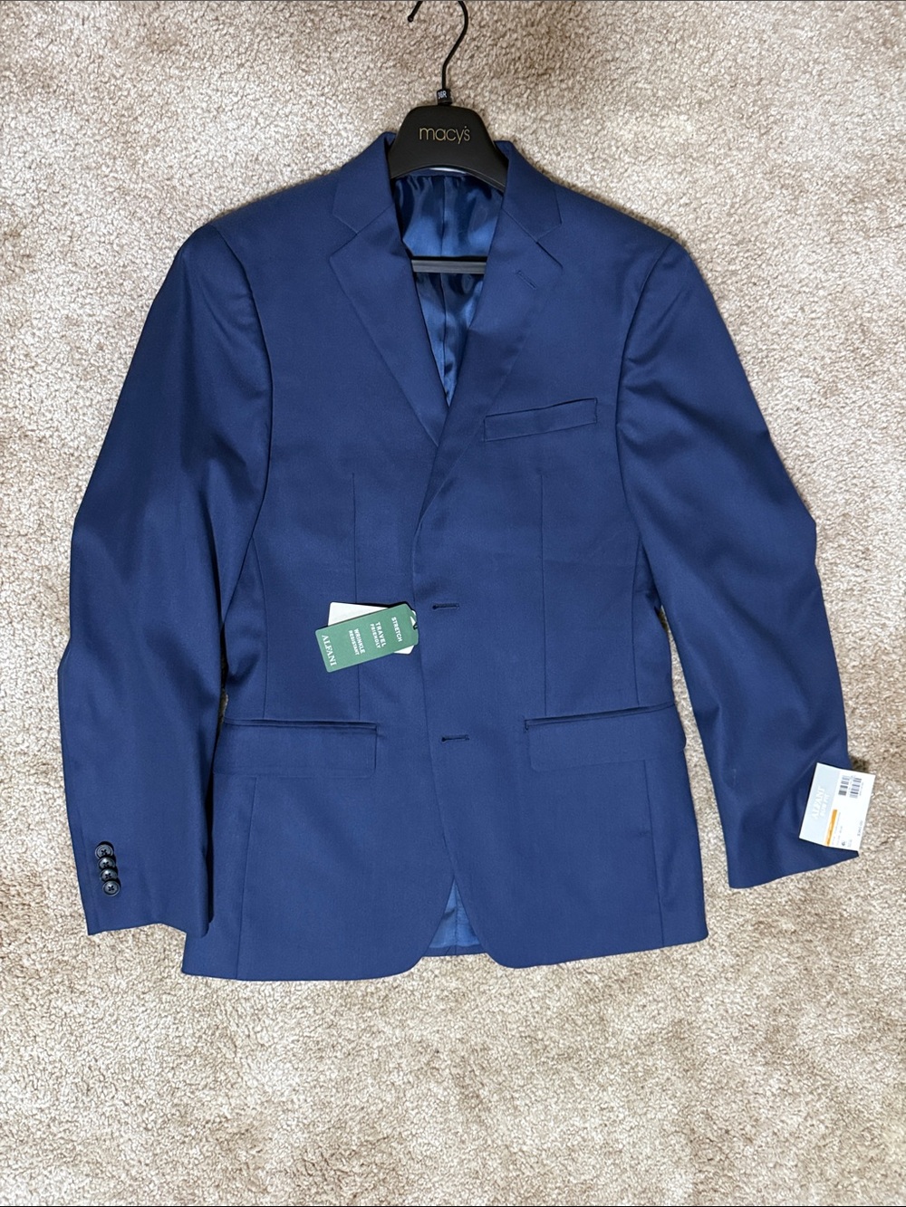 Alfani Men's Navy Blue Single-Breasted Sport Coat - Notch Lapel